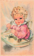 ILLUSTRATEURS - S29330 - Série Bébés - Bébé Assis Sur Une Chaise Haute Mangeant - 1900-1949