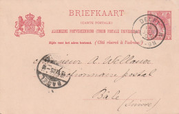 Pays Bas Entier Postal Delft Pour La Suisse 1905 - Postwaardestukken