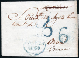 Lugo - Prefilatelia - PE 8A - Carta A Mondoñedo Y Reexpedida A Vivero + Varias Marcas - ...-1850 Prephilately