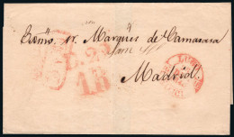 Lugo - Prefilatelia - PE 9R- Envuelta A Madrid + Marca "SyD" (llegada) + Porteo "1R" - ...-1850 Prephilately