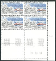 TAAF - N°245 PROGRAMME GEOLETA - BLOC DE 4 - COIN DATE 27.8.98 - Unused Stamps