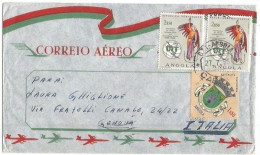 Angola Airmail Cover Cabinda 27jul1965 To Italy With UIT 2$50 X2pcs + Malanje CofArms 1$50 - Angola