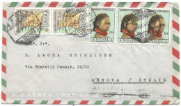 Angola Airmail Cover Luanda 10mar1964 To Italy With Jewelry 1$50 Strip3 + Map 1$00 Pair - Angola