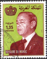 Maroc Poste Obl Yv:1106 Mi:1195 Hassan II & Couronne Gd Format (cachet Rond) - Morocco (1956-...)