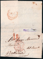 Lugo - Prefilatelia - Mondoñedo PE 5R - Carta A Valladolid + Porteo "1R" - ...-1850 Préphilatélie