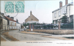 C. P. A. Couleur : 45 : JARGEAU : Entrée De Jargeau Par La Route D'Orléans, Animé, Timbre En 1906 - Jargeau