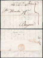 Lugo - Prefilatelia - Rivadeo PE 2A - Carta A Francia + Marca Lugo (PE 10) + Varias Marcas - ...-1850 Vorphilatelie