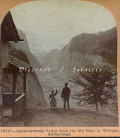 Suisse * Vallée De Lauterbrunnen, Route De Wengen - Photo Stéréoscopique 1901 - Stereo-Photographie