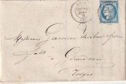 Lettre De Lille à Gérardmer LAC - 1849-1876: Période Classique