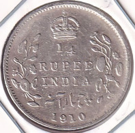 BRITISH INDIA SILVER COIN LOT 233, 1/4 RUPEE 1910, XF, SCARE - Inde