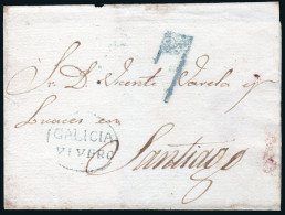 Lugo - Prefilatelia - Vivero 5A - Envuelta A Santiago + Porteo "7" - ...-1850 Prephilately