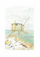 Régions > Poitou-Charentes Belles Images Carrelets Aquarelle De Jean Pascal Duboil Format 12cm Sur 17cm - Poitou-Charentes