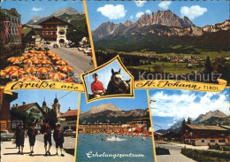 71708949 St Johann Tirol Hauptplatz Tiroler Trachten Alpenbad Erholungszentrum B - Sonstige & Ohne Zuordnung