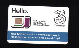 Three.co.uk  Gsm Original  Chip Sim PhoneCard - Sammlungen