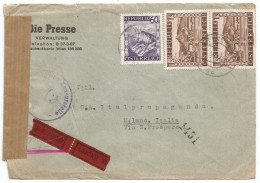 Austria Censored EXPRESS EILBOTE Commerce Cover Wien 16may1947 X Italy With Landscapes S.1 In Pair + G.60 - Lettres & Documents