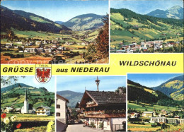 71708882 Niederau Wildschoenau Gesamtansicht Mit Alpenpanorama Dorfstrasse Kirch - Autres & Non Classés