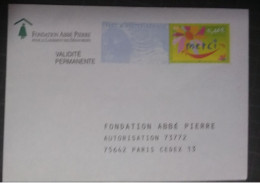 Enveloppe POSTREPONSE   MERCI  Fondation Abbé PIERRE - PAP: Antwoord