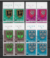 Schweiz 1978 Wappen Mi.Nr. 1142/45 Kpl. 4er Blocksatz Gestempelt - Usati