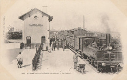 CARTE POSTALE ORIGINALE ANCIENNE : LANGRUNE SUR MER DEPART DU TRAIN LOCO VAPEUR EN GARE ANIMEE CALVADOS (14) - Autres & Non Classés