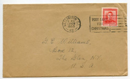 New Zealand 1953 Cover; Wellington To The Glen, New York; 1 12/p. KGVI; Slogan Cancel - Lettres & Documents
