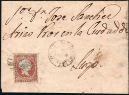 Lugo - Edi O 40 - Carta Mat Parrilla + Fech. Tp. I Negro "Monforte De L." En Frontal - Lettres & Documents