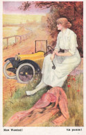 Jugendstil * CPA Illustrateur Art Nouveau * Automobile Voiture Car Femme Mode - Autres & Non Classés