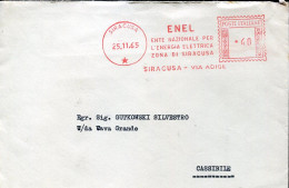 X0877 Italia, Red Meter Freistempel, Ema, 1965 Enel Siracusa - Machines à Affranchir (EMA)