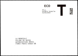 France Entier-P N** (7021) La Mondiale Autorisation 40431 Eco 20g Val 31/3/2019 - Cards/T Return Covers