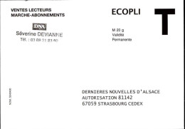 France Entier-P N** (7011) DNA Autorisation 81142 Ecopli M20g V.permanente - Cartes/Enveloppes Réponse T