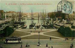 76 - Le Havre - La Place Gambetta Et Le Bassin Du Commerce - Animée - Tramway - Colorisée - Bateaux - CPA - Voir Scans R - Ohne Zuordnung