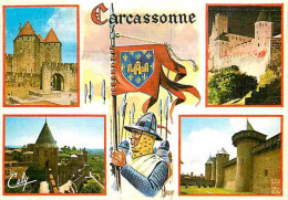 11 - Carcassonne - La Cité Médiévale - Multivues - Blasons - Flamme Postale De Lagrasse - CPM - Voir Scans Recto-Verso - Carcassonne