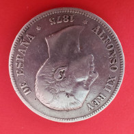 5 Pesetas 1875 ALFONSO XII Espagne Monnaie Argent - Collezioni