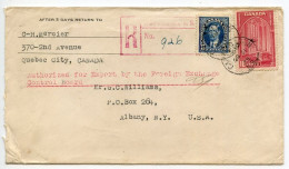 Canada 1939 Registered Cover; Campbellton, New Brunswick To Albany, New York; 5c. KGVI & 10c. Memorial Chamber - Covers & Documents