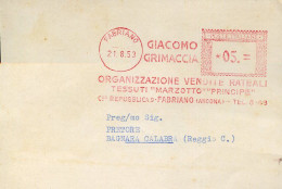 X0881 Italia, Red Meter Freistempel, Ema, 1953 Fabriano Organizzazione Vendite Rateali Tessuti Marzotto - Macchine Per Obliterare (EMA)