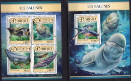 Djibouti - 2017 - Whales - Yv 1408/11 +Bf 160 - Balene