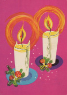 Bonne Année Noël BOUGIE Vintage Carte Postale CPSM #PAZ338.A - Neujahr