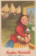 EASTER CHICKEN EGG Vintage Postcard CPA #PKE271.A - Ostern