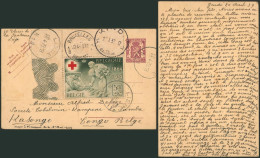 EP Au Type 40ctm Lilas + N°503 Coin De Feuille Expédié De Liège (1939) > Kasongo (Congo Belge) / Croix-rouge. TB - Postcards 1934-1951