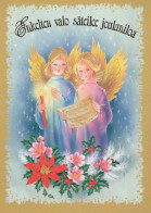 ENGEL WEIHNACHTSFERIEN Feiern & Feste Vintage Ansichtskarte Postkarte CPSM #PAH482.A - Angels