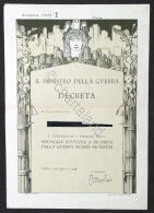 WWI - Decreto Autorizzazione A Fregiarsi Medaglia A Ricordo Della Guerra - 1934 - Documents
