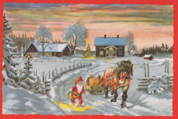 SANTA CLAUS Happy New Year Christmas GNOME Vintage Postcard CPSM #PBL678.A - Santa Claus