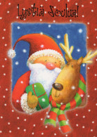 BABBO NATALE Buon Anno Natale Vintage Cartolina CPSM #PBL485.A - Santa Claus