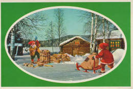SANTA CLAUS Happy New Year Christmas GNOME Vintage Postcard CPSM #PBB047.A - Santa Claus