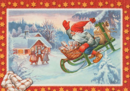 PAPÁ NOEL Feliz Año Navidad GNOMO Vintage Tarjeta Postal CPSM #PBA687.A - Santa Claus
