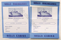 Lotto Due Tagliandi Bagaglieria / Cabina - Compagnia Navigazione Sicula Oceanica - Publicités