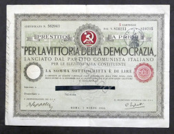 Sottoscrizione P.C.I. Lire 500 - Elezioni Alla Costituente - 1946 - Non Classés