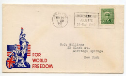 Canada 1945 WWII Patriotic Cover - For World Freedom; Joliette, Quebec; Slogan Cancel - Congres Etudiant Joliette - Briefe U. Dokumente