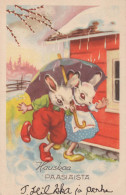 EASTER RABBIT EGG Vintage Postcard CPA #PKE241.A - Pâques