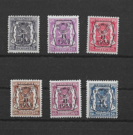 TIMBRES BELGIQUE Préoblitérés  PRE411/416XX - Typografisch 1936-51 (Klein Staatswapen)