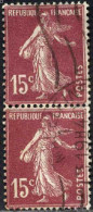 France Poste Obl Yv: 189 Mi:184 Semeuse Camée Sans Sol Fond Uni (Beau Cachet Rond) Paire - Used Stamps